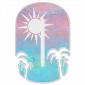 AAN HET STRAND -O- roze en blauwe grunge Sticker (Voorkant)