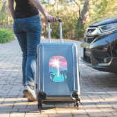 AAN HET STRAND -O- roze en blauwe grunge Sticker (Koffer Insitu)