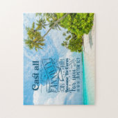 Aan het strand Zegeningen: 1 Petrus 5:7 Bijbelvers Legpuzzel (Verticaal)