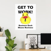 Aan het werk! — Rubber Duck met Stropdas Poster (Thuiskantoor)