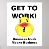 Aan het werk! — Rubber Duck met Stropdas Poster (Voorkant)