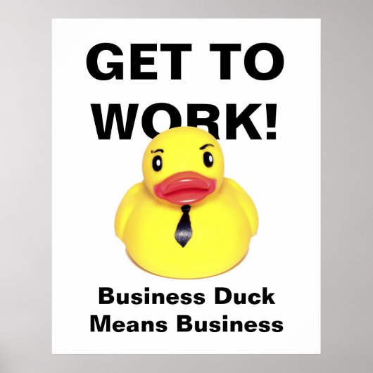 Aan het werk! — Rubber Duck met Stropdas Poster (Voorkant)