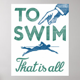 Aan het Zwemmen van Poster  Swim Art Druk