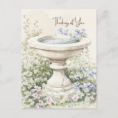 Aan jou denken Waterverf Birdbath in Garden Feestdagenkaart (Voorkant)