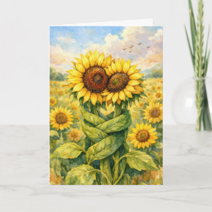 Aan Jou Denkend Zonnebloem Knuffel Kaart