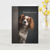 Aan jou denkende Cavalier Spaniel Kaart (Gele Bloem)