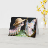 Aan jou denkende Rups die naar een Vlinder staart Kaart (Gele Bloem)
