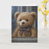 Aan jou denkende teddybeer kaart (Gele Bloem)