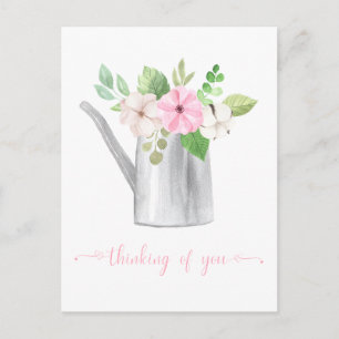 Aan jou gedacht Roze witte bloemen in gietkan Briefkaart