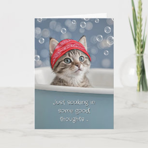 Aan jou gedacht Schattig poesje in een bubbelbad Kaart