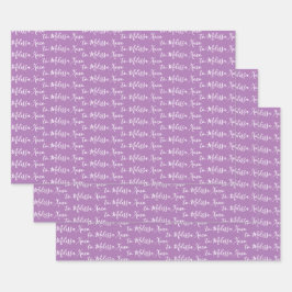 Aan Jouw naam Modern Handschrift Lavender Paars WR Inpakpapier Vel