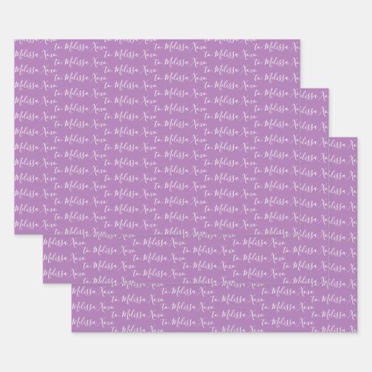 Aan Jouw naam Modern Handschrift Lavender Paars WR Inpakpapier Vel (Set)