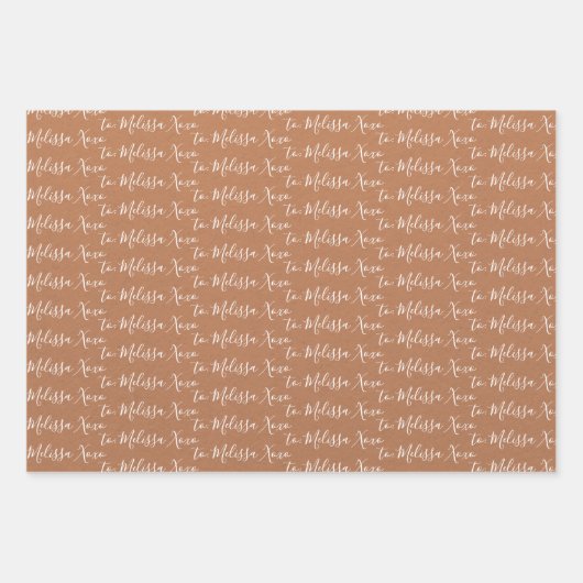 Aan Jouw naam Modern Handschrift Terra Cotta Textu Inpakpapier Vel (Voorkant 2)