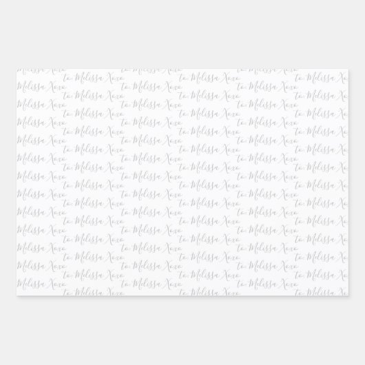 Aan Jouw naam Modern Handschrift White Grey Wrappi Inpakpapier Vel (Voorkant 2)