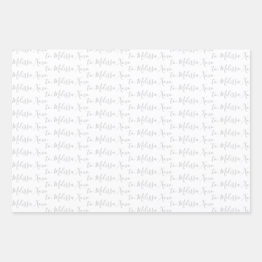 Aan Jouw naam Modern Handschrift White Grey Wrappi Inpakpapier Vel (Voorkant)