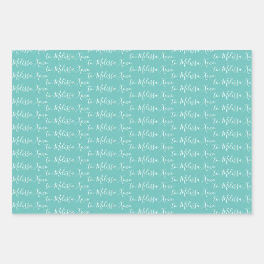 Aan Jouw naam Moderne Verkennende Munt Groene Wrap Inpakpapier Vel (Voorkant)