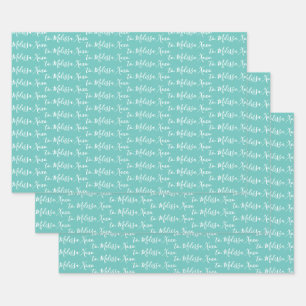Aan Jouw naam Moderne Verschrijfmachine Mint Green Inpakpapier Vel