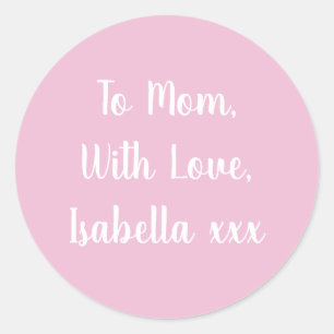 Aan mama met Love Pink gift label sticker