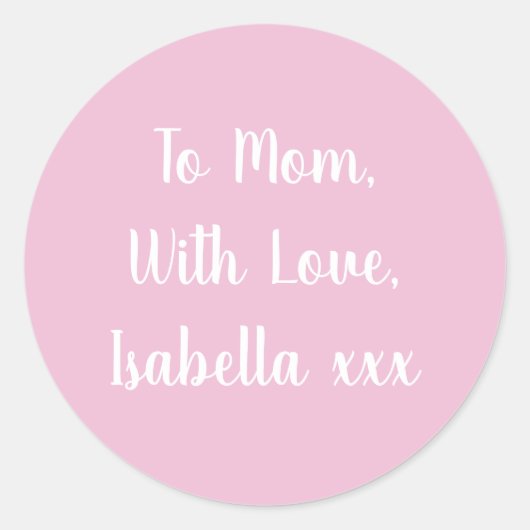 Aan mama met Love Pink gift label sticker (Voorkant)