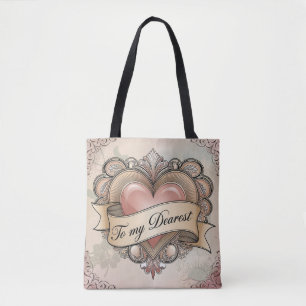 Aan mijn allerliefste: Sierlijk hartontwerp Tote Bag
