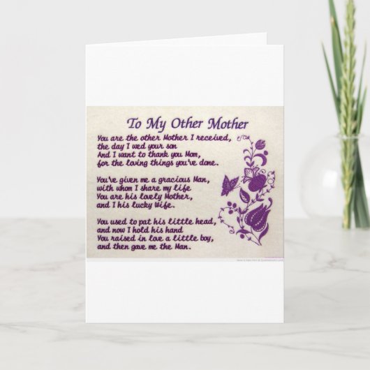 Aan mijn andere moeder: Dank u Bedankkaart (Voorkant)