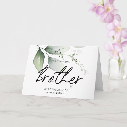 Aan mijn broer bruiloft dank u van bruid bruidegom kaart (Orchidee)