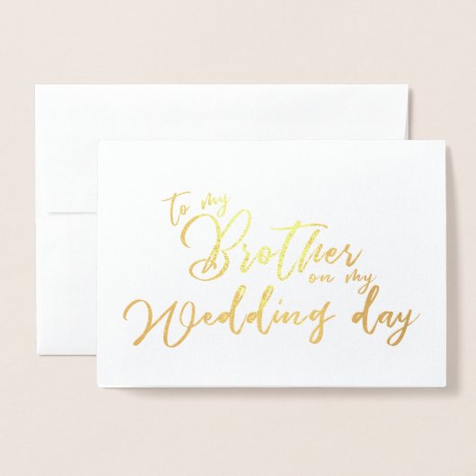 Aan mijn broer op mijn trouwdag chic script folie kaarten (Voorkant met envelop)