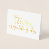 Aan mijn broer op mijn trouwdag chique script folie kaarten (Voorkant)