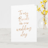 Aan mijn bruid op onze bruiloft | Stijlvol gouden  Kaart (Gele Bloem)