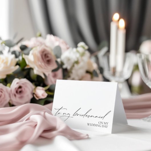 "Aan mijn bruidsmeisje op mijn trouwdag" Boodschap Bedankkaart