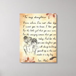 Aan mijn dochter Birthday Gift, Cute Mam Baby Gift Canvas Afdruk