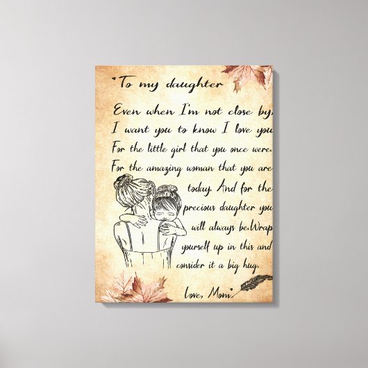 Aan mijn dochter Birthday Gift, Cute Mam Baby Gift Canvas Afdruk (Voorkant)