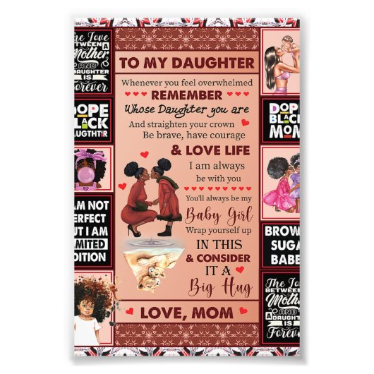 Aan mijn dochter Birthday Gift, Cute Mam Baby Gift Foto Afdruk (Voorkant)