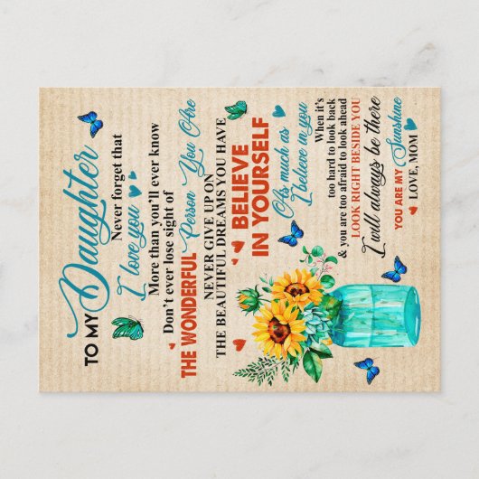 Aan mijn dochter Gift, Butterfly Lover, Sunflower  Aankondigingskaart (Voorkant)