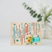 Aan mijn dochter Gift, Butterfly Lover, Sunflower  Aankondigingskaart (Staand voorkant)