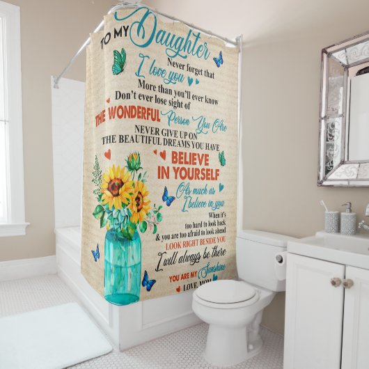Aan mijn dochter Gift, Butterfly Lover, Sunflower  Douchegordijn (In situ)