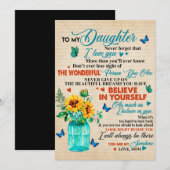 Aan mijn dochter Gift, Butterfly Lover, Sunflower  Feestdagenkaart (Voorkant / Achterkant)