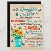 Aan mijn dochter Gift, Butterfly Lover, Sunflower  Menu (Voorkant / Achterkant)