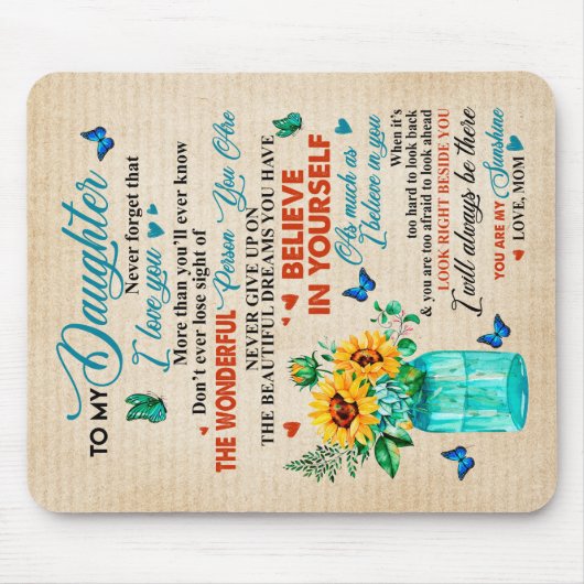 Aan mijn dochter Gift, Butterfly Lover, Sunflower Muismat (Voorkant)