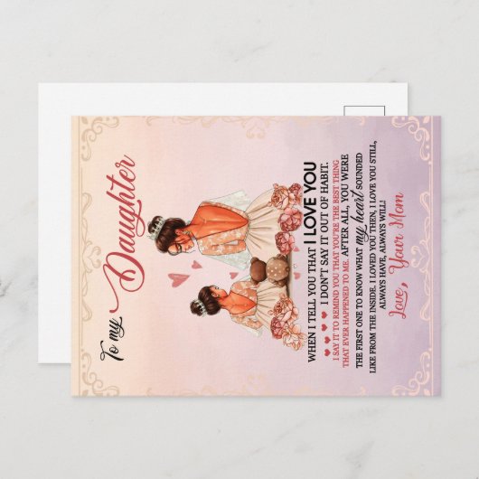 Aan mijn dochter Gift, dochter en mam, liefdesbrie Aankondigingskaart (Voorkant / Achterkant)