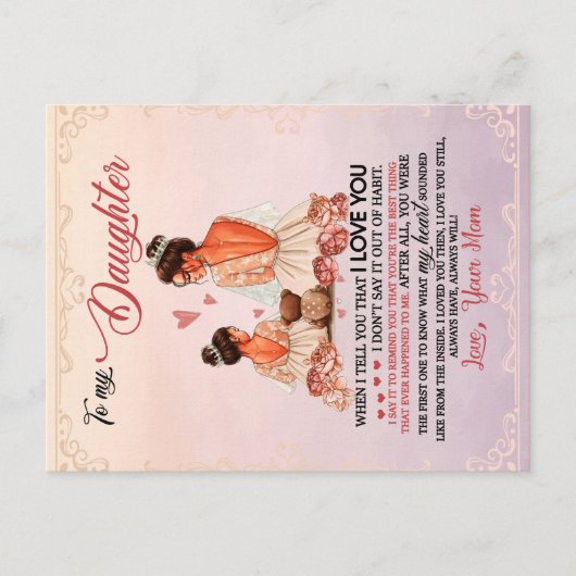 Aan mijn dochter Gift, dochter en mam, liefdesbrie Aankondigingskaart (Voorkant)