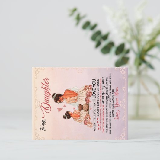 Aan mijn dochter Gift, dochter en mam, liefdesbrie Aankondigingskaart (Staand voorkant)