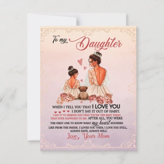 Aan mijn dochter Gift, dochter en mam, liefdesbrie Kaart (Voorkant)