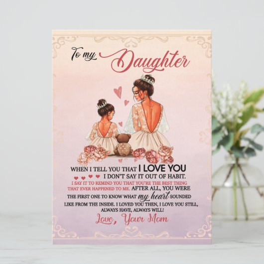 Aan mijn dochter Gift, dochter en mam, liefdesbrie Menu (Staand voorkant)