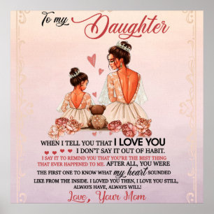 Aan mijn dochter Gift, dochter en mam, liefdesbrie Poster