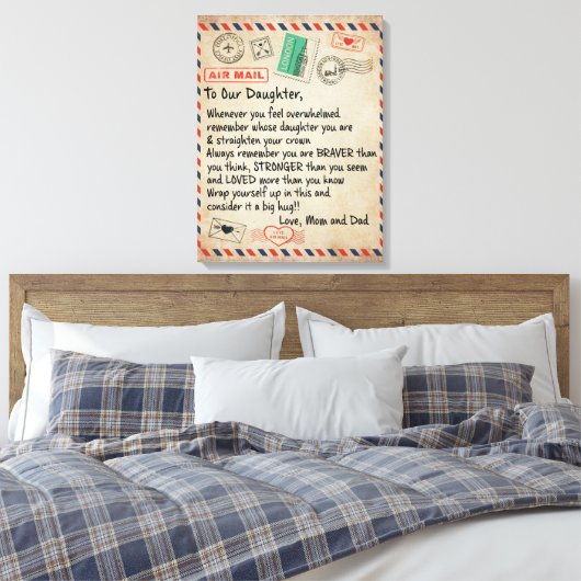 Aan mijn dochter Gift, liefdesbrief aan onze docht Canvas Afdruk (Insitu (Slaapkamer))