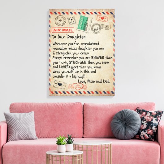 Aan mijn dochter Gift, liefdesbrief aan onze docht Canvas Afdruk (Insitu (Woonkamer))