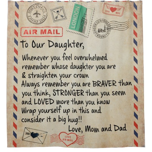 Aan mijn dochter Gift, liefdesbrief aan onze docht Douchegordijn (Voorkant)