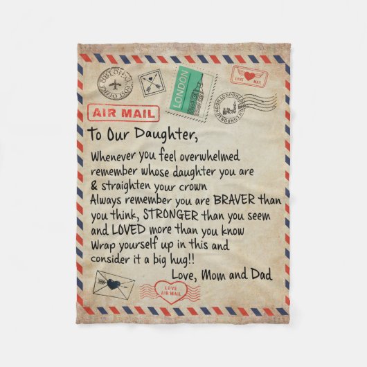 Aan mijn dochter Gift, liefdesbrief aan onze docht Fleece Deken (Voorkant)