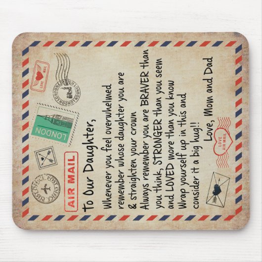 Aan mijn dochter Gift, liefdesbrief aan onze docht Muismat (Voorkant)